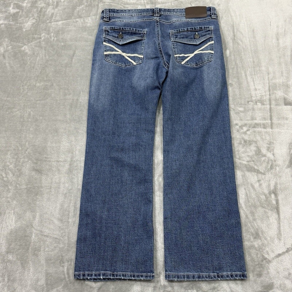 T.K. Axel Jeans Mens 34x30 Blue Slim Bootcut Medium Wash Denim Pockets Logo Work - Picture 2 of 8